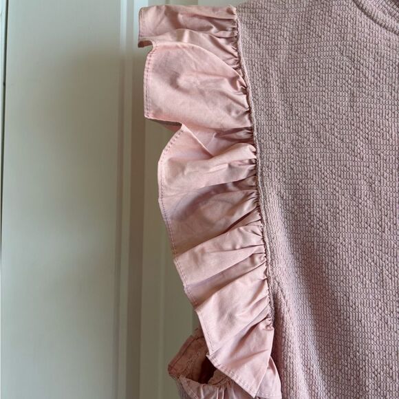English Factory Flutter Sleeve Poplin Dress Blush Pink with pockets - Picture 12 of 13